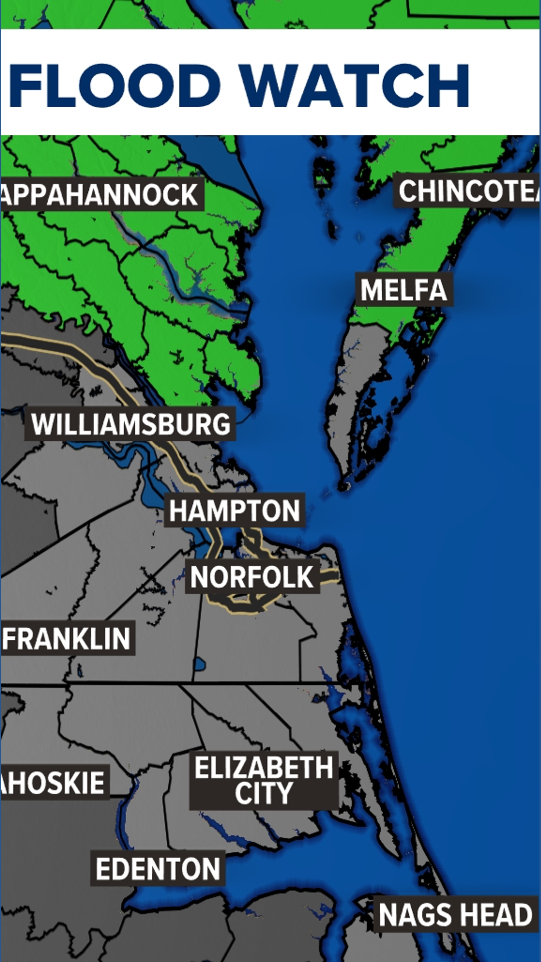 Flood watch issued for parts of Virginia as storms approach | 13newsnow.com