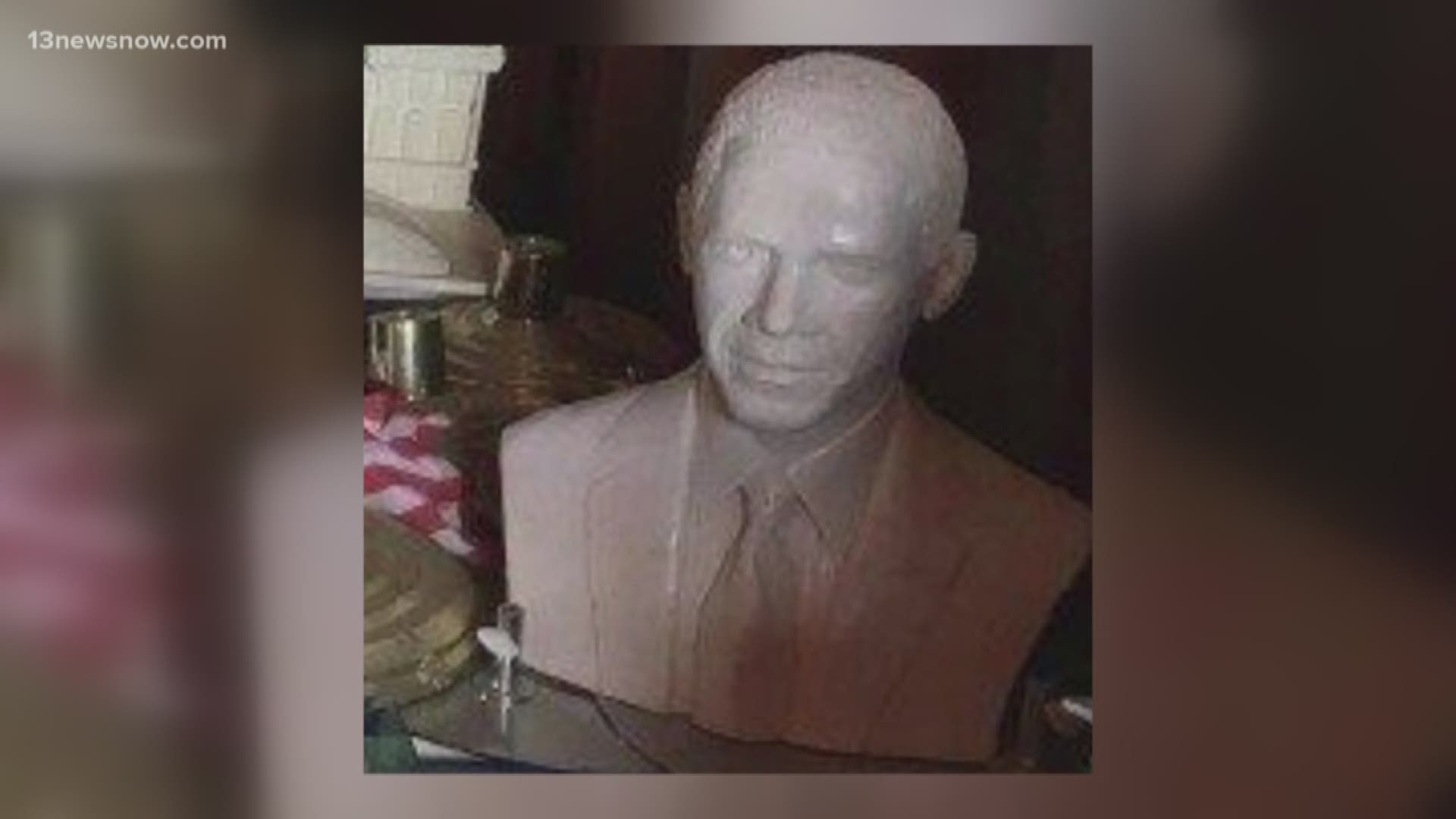 The giant busts from Presidents Park are kept at a farm in Williamsburg. There was a smaller bust of Barack Obama that was stolen.