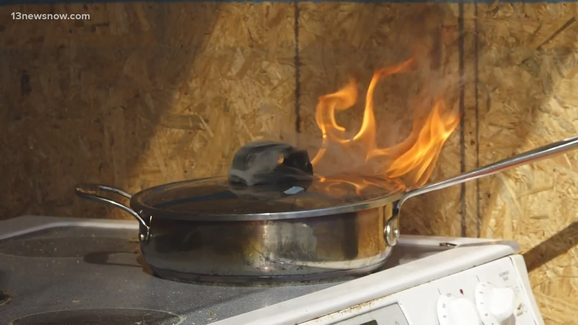 "Unattended cooking is the leading cause for residential fires, and the second leading cause for home fire injuries." Never throw water on a grease fire.