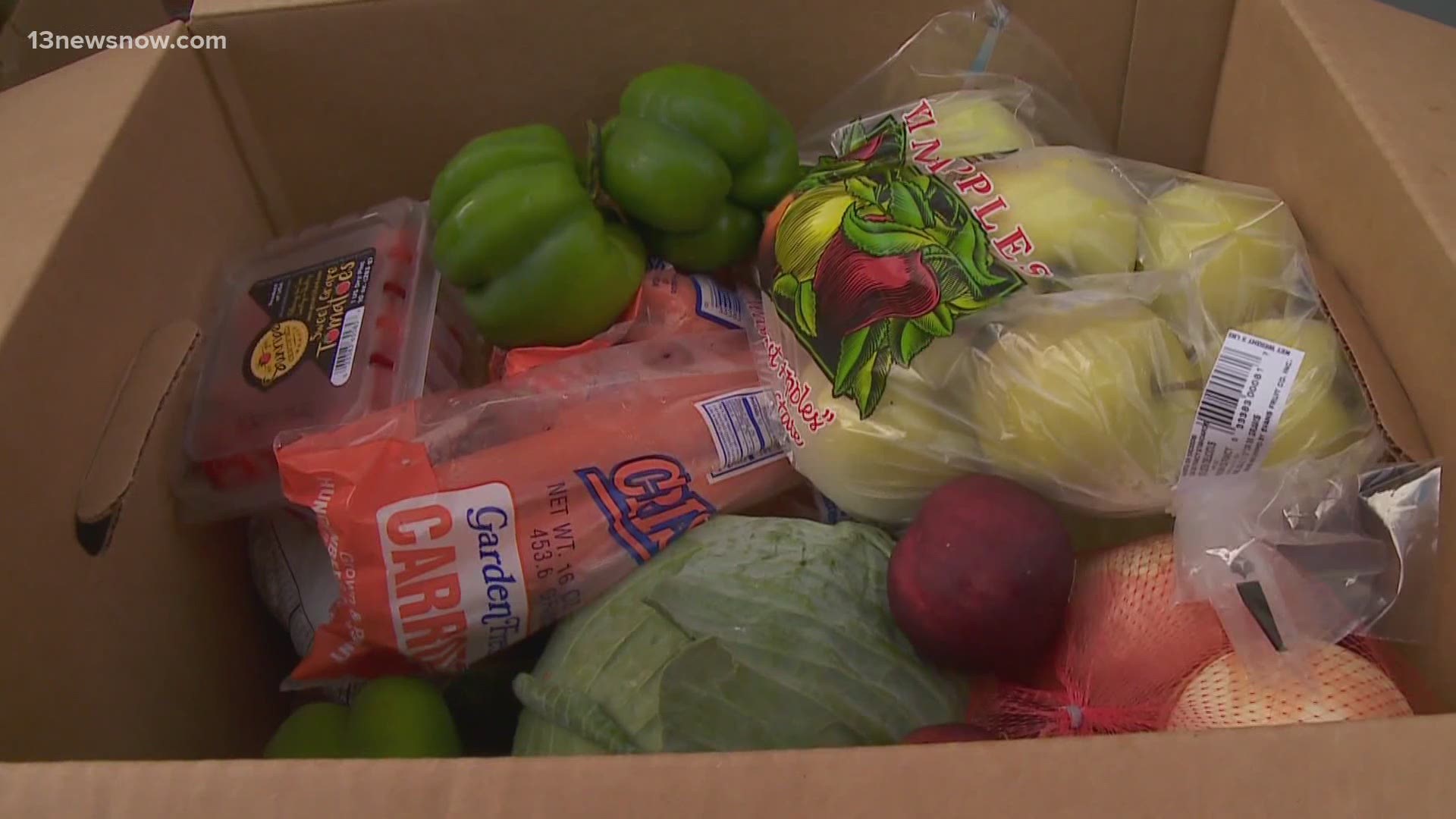 The fresh produce is intended for families in need. The Princess Anne High students gave out boxes today.