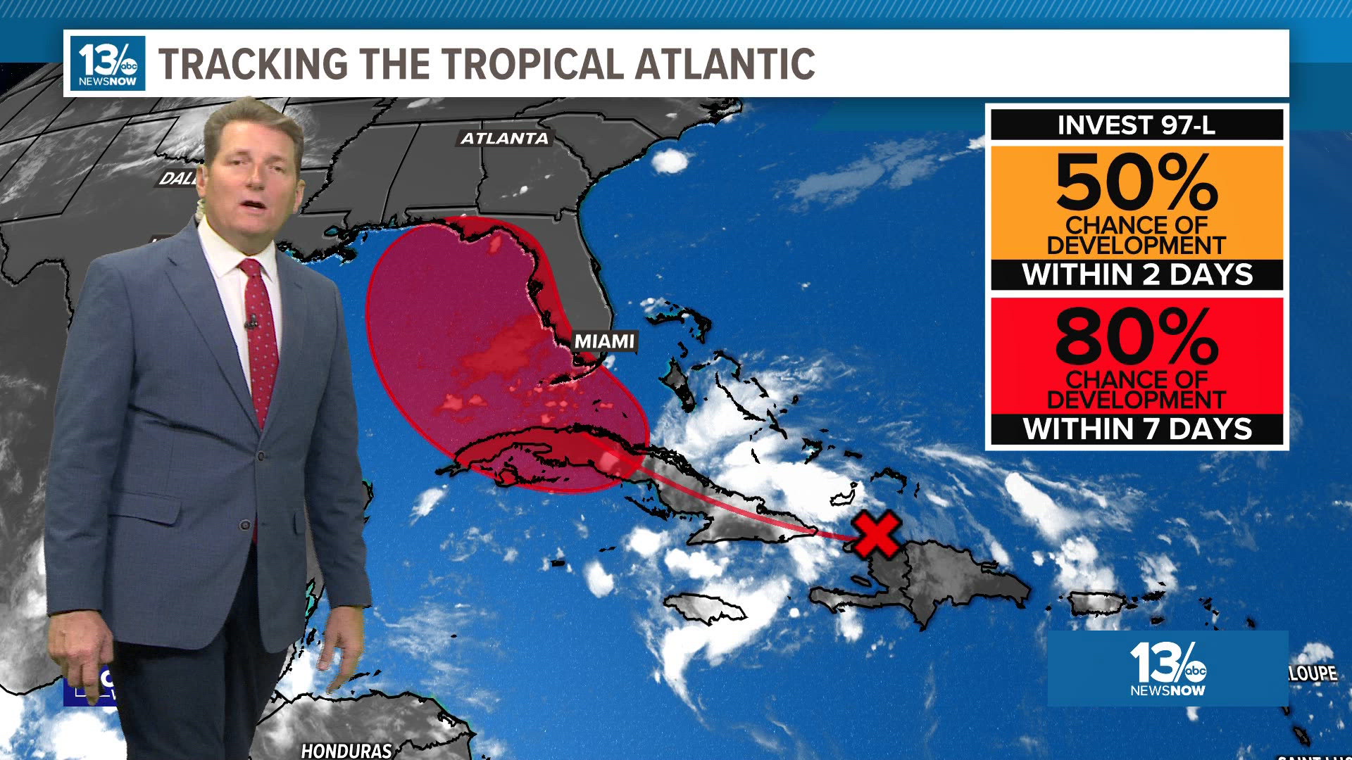 The Hurricane Center is showing a high chance of formation over the coming week.