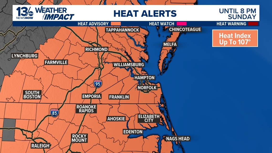 Heat advisory issued for excessive heat in Virginia, NC this weekend ...