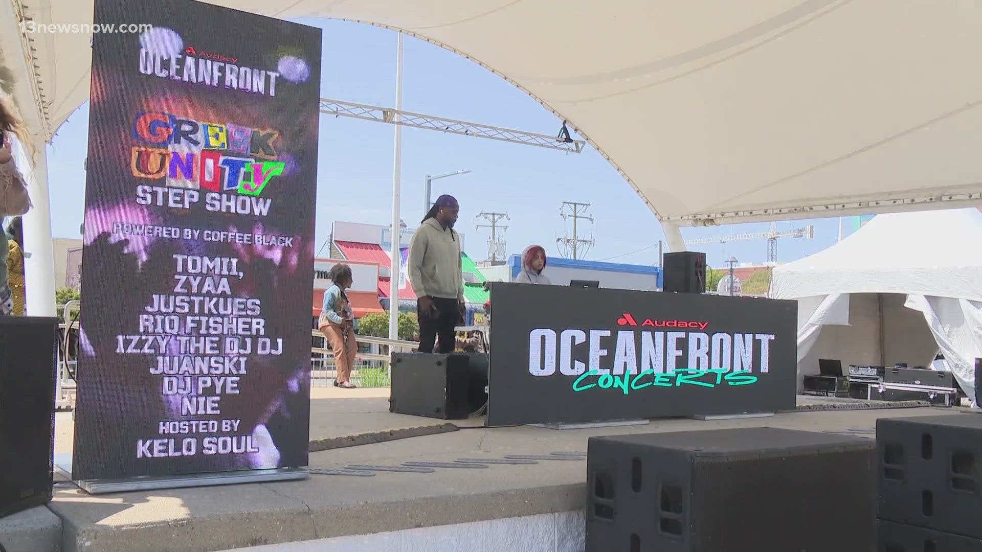 Crews spent hours setting up the main stage on the beach next to Neptune's Park, where famous artists like Juicy J and NLE Chopper will perform.