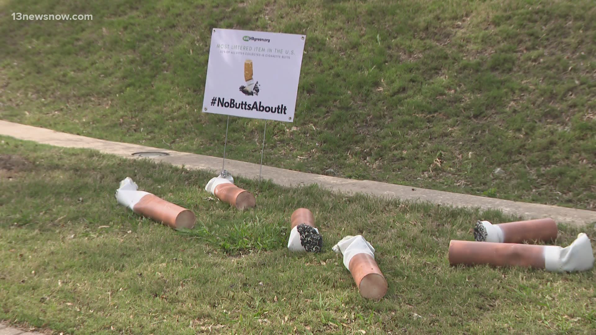 Large statues of cigarette butts are appearing in parks, centers, and more across the area are starting a conversation about the environmental impacts.
