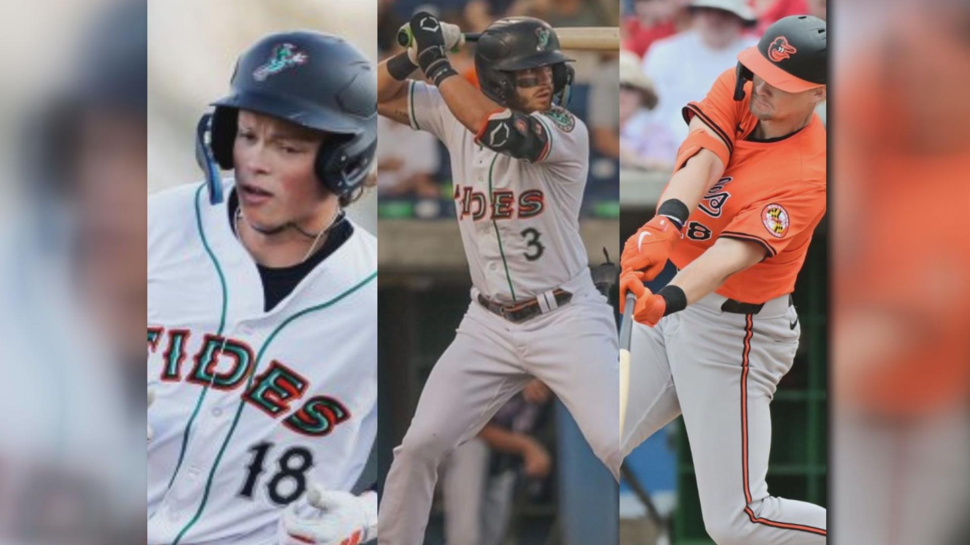 O's top prospect Jackson Holliday reportedly called up on Tuesday while Connor Norby (center) and Kyle Stowers (right) were traded to the Marlins.