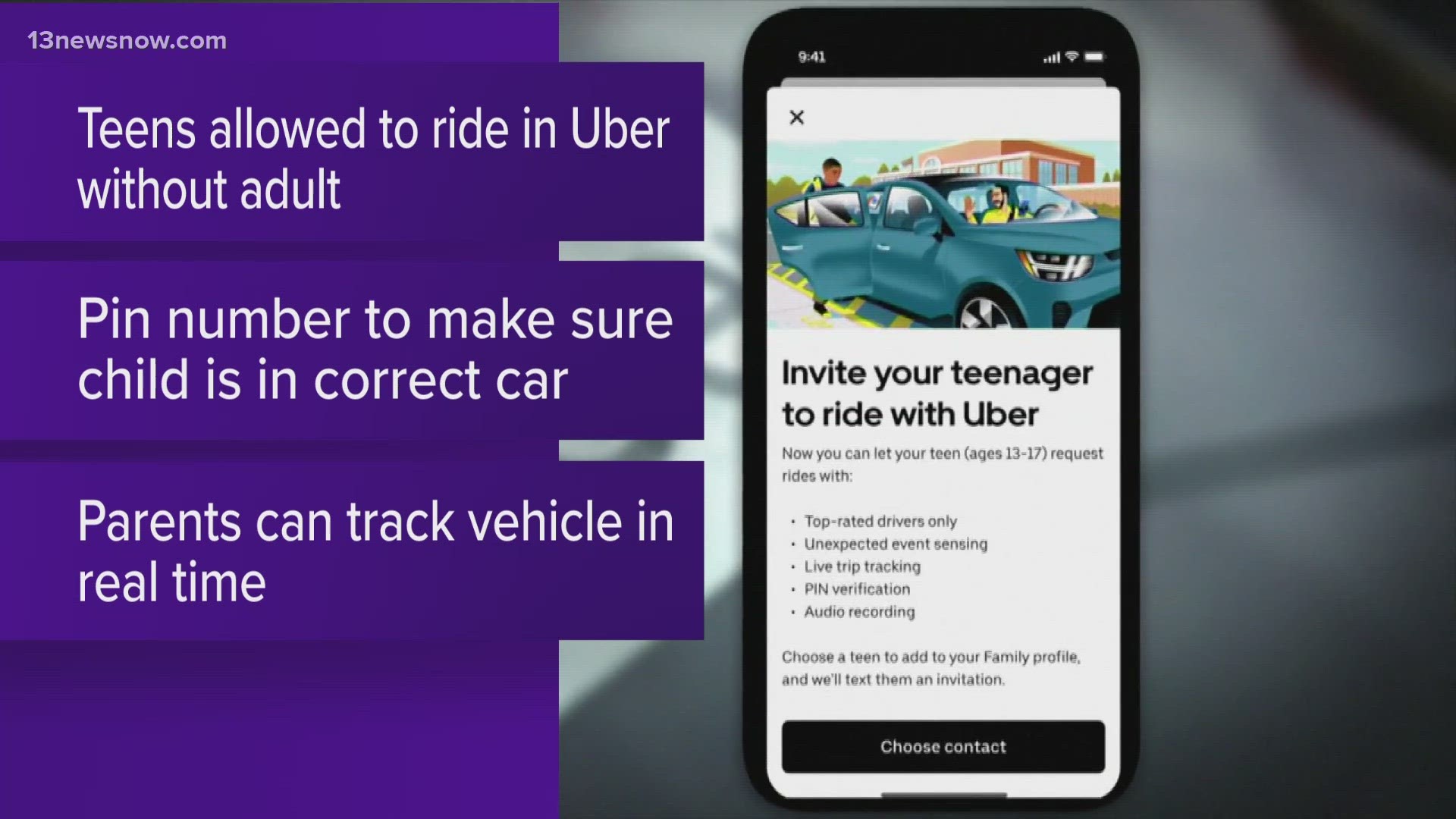 Uber says drivers used through the new feature undergo background checks and are only selected if they're long tenured drivers with high ratings for service.