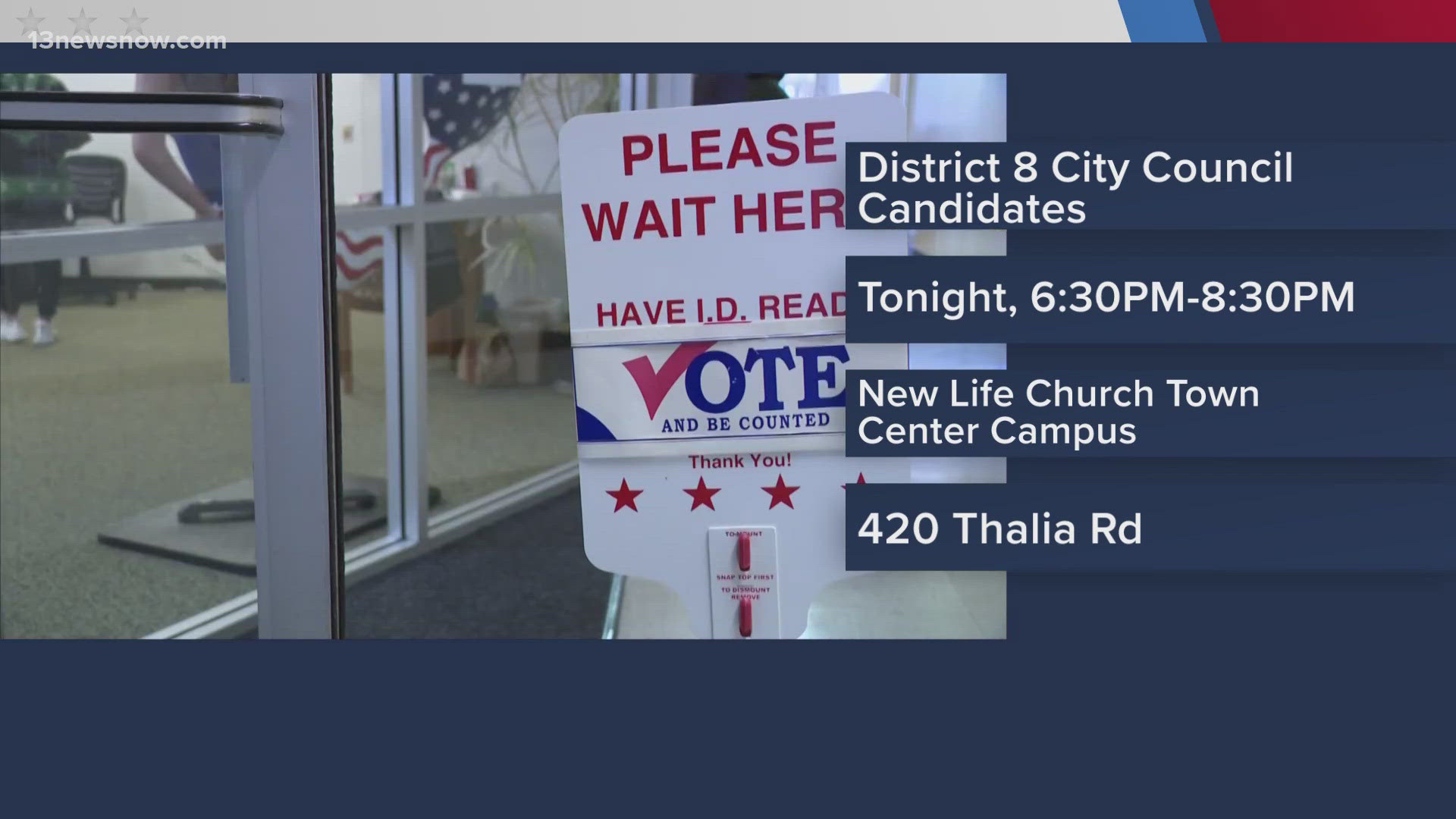 The meeting will be held at 420 Thalia Road, at New Life Church Town Center Campus, tonight at 6:30 to 8:30.