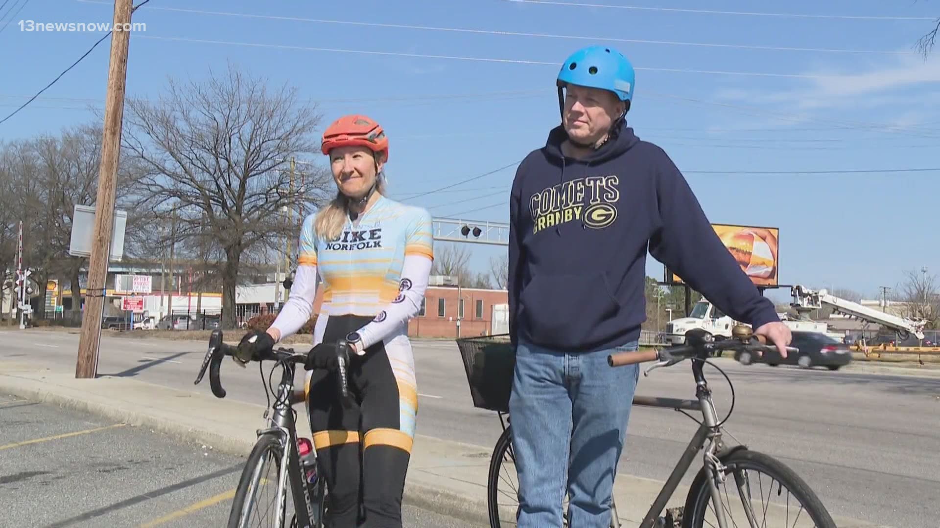 The city said it's considering adding bike lanes to part of Granby Street from Willow Wood Drive to the heart of Wards Corner.