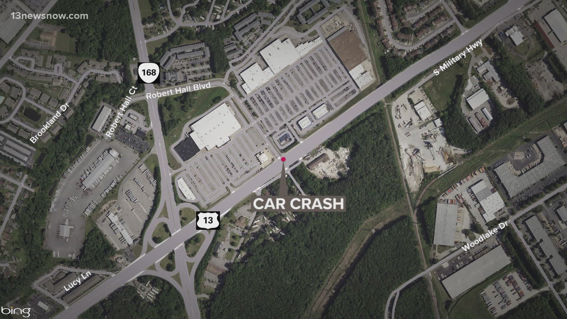 Two people were hospitalized after a car crash around 7:25 a.m. on S. Military Highway and Robert Hall Boulevard involving two mini vans.