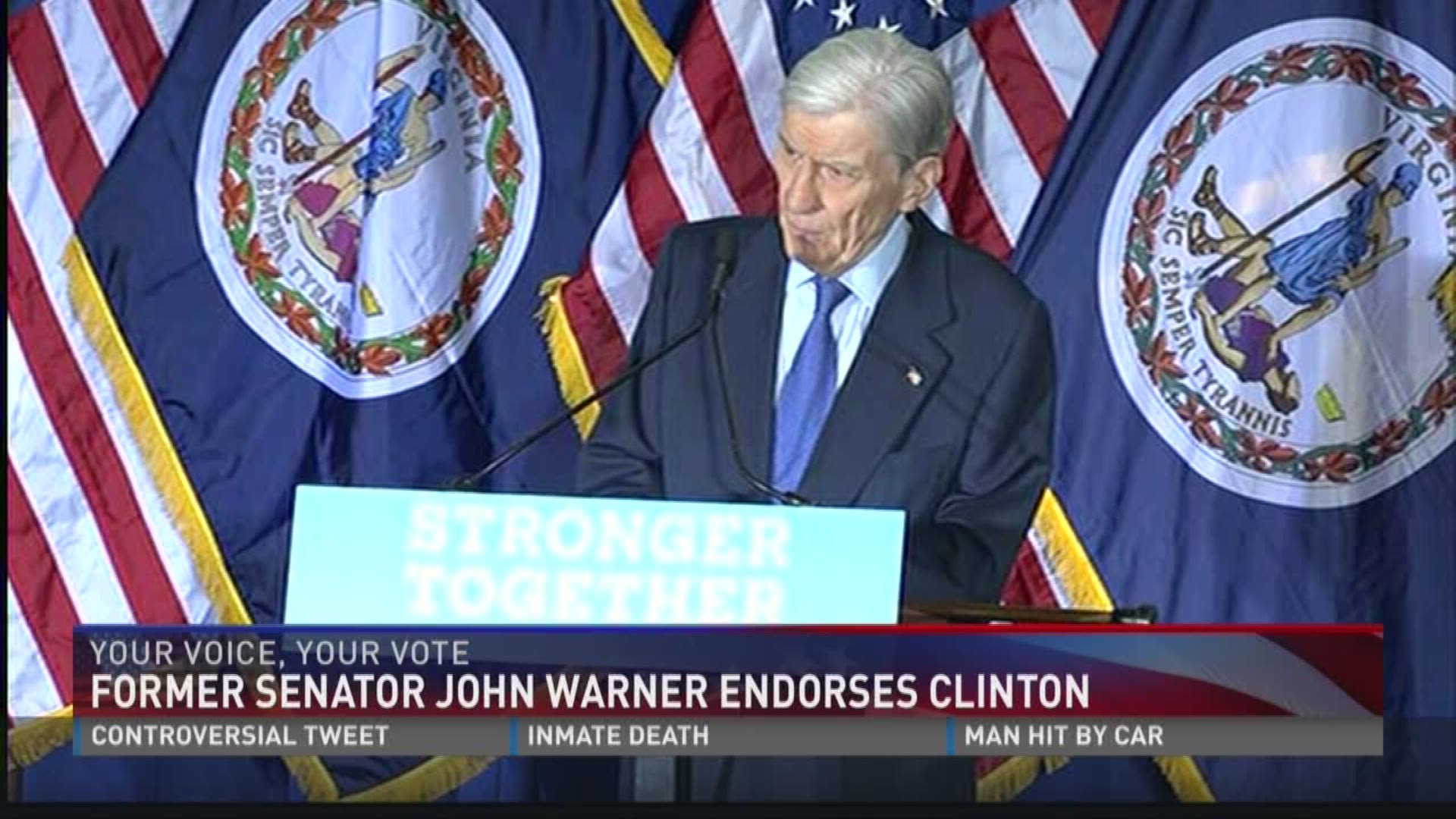 Former Sen. John Warner endorses Clinton