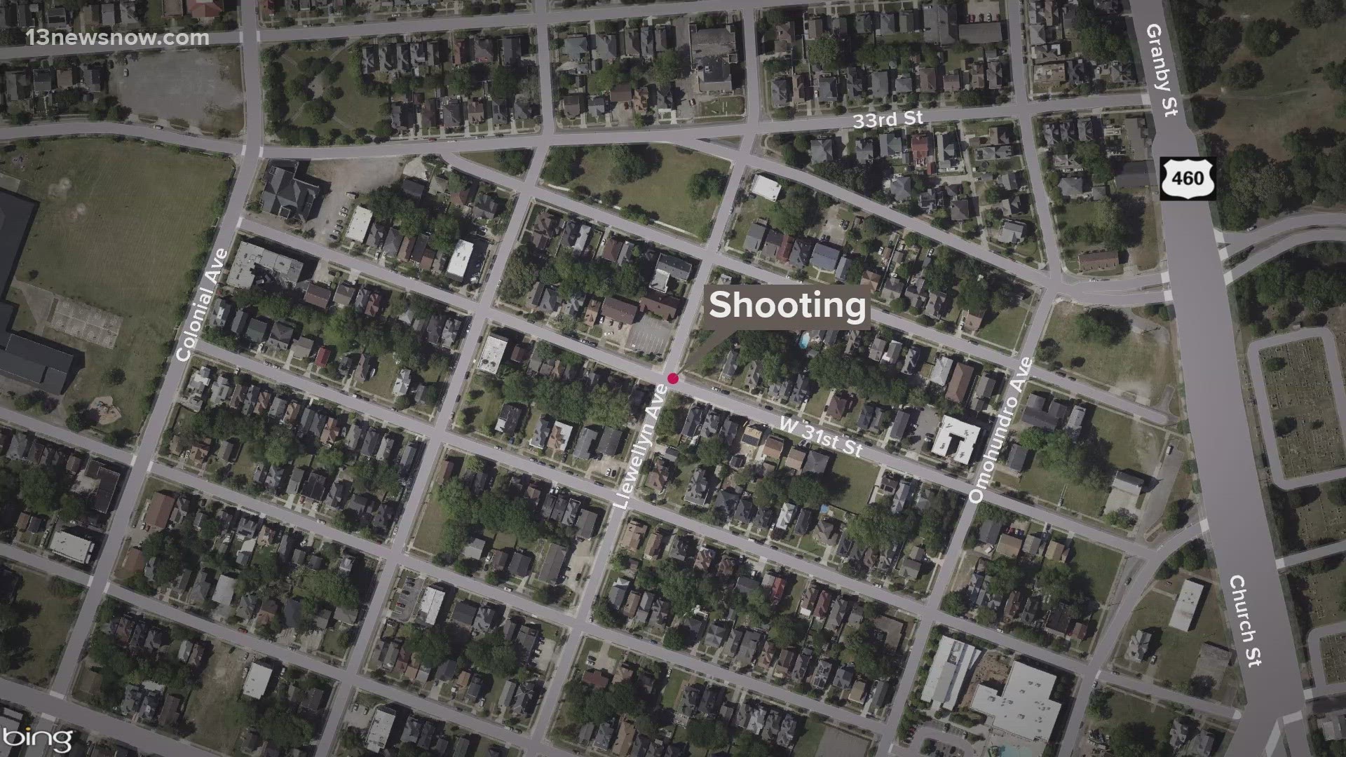 The shooting was reported near the corner of West 30th Street and Omohundro Avenue just before 1:40 p.m.