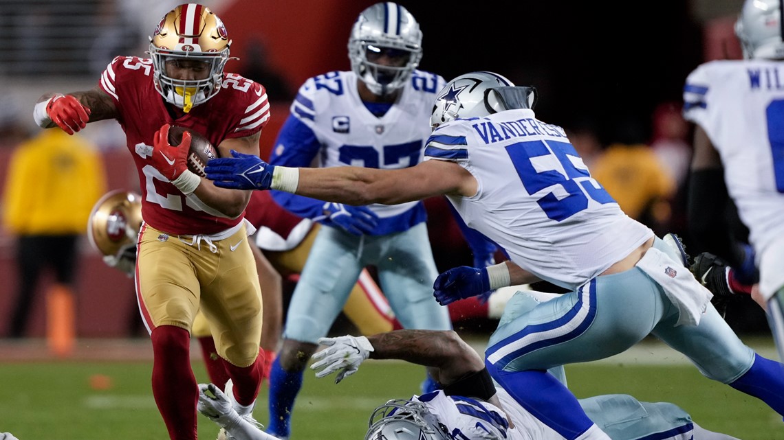 Dallas Cowboys linebacker Micah Parsons (11) during an NFL divisional round  playoff football game against the San Francisco 49ers in Santa Clara,  Calif., Sunday, Jan. 22, 2023. (AP Photo/Godofredo A. Vásquez Stock