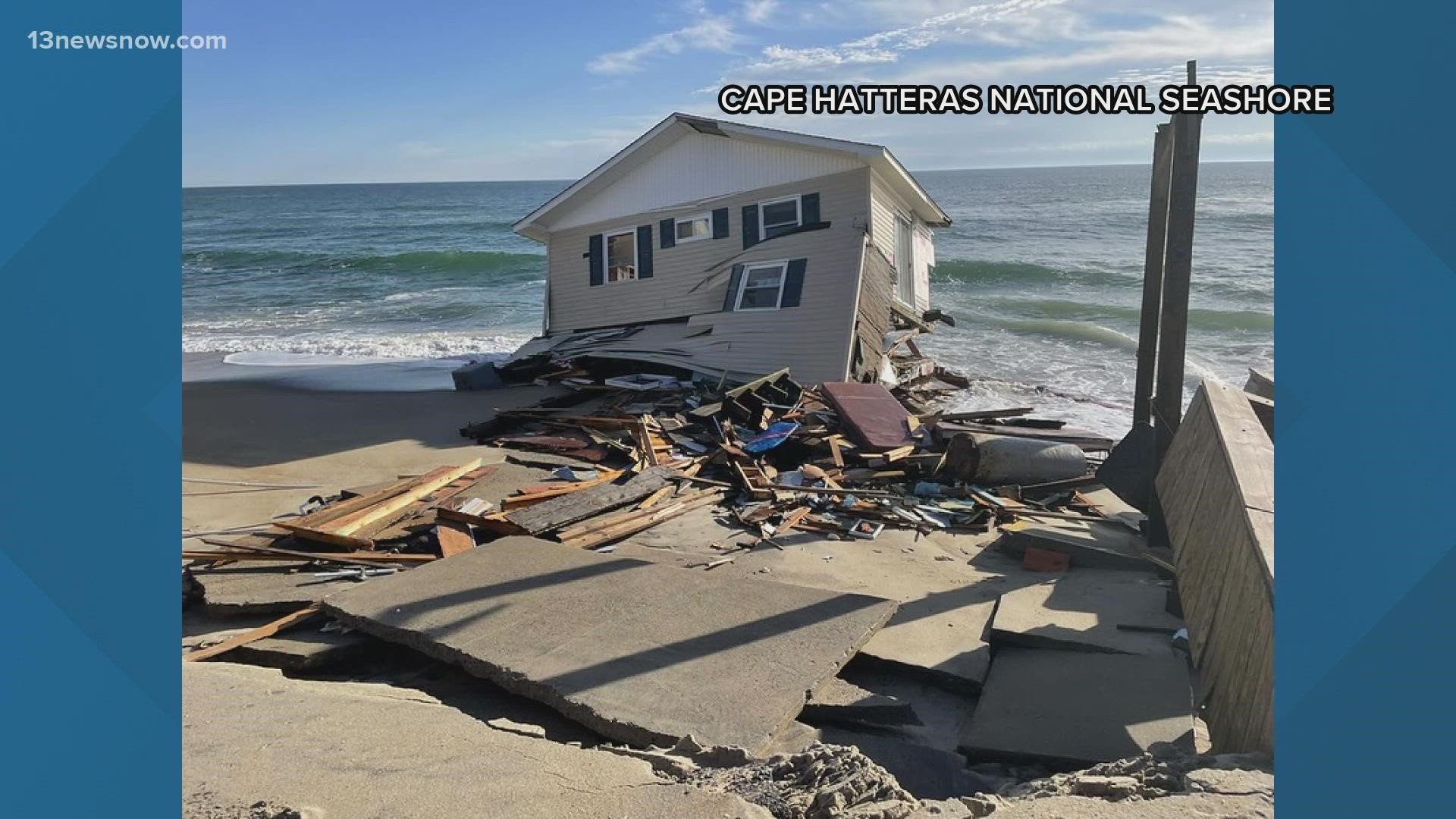 Rangers from Cape Hatteras National Seashore said people could see pieces of the home scattered between Rodanthe and Salvo.