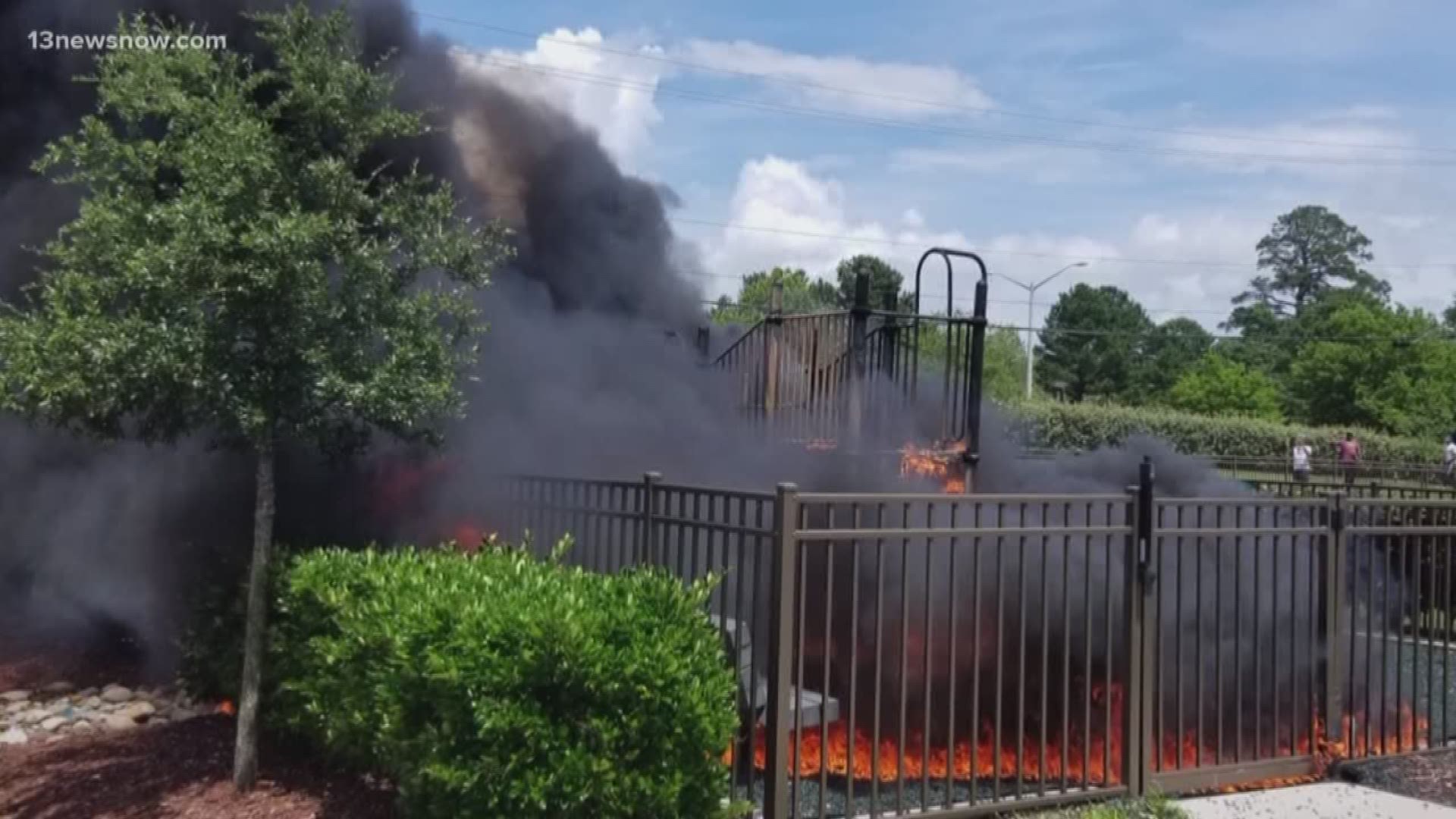 Firefighters put out the fire at an apartment complex playground in minutes, but residents who live in and around the Apartments at Spence Crossing are still fuming.