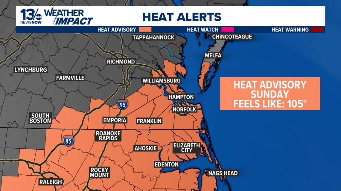 Heat advisory issued for parts of Virginia, North Carolina | 13newsnow.com