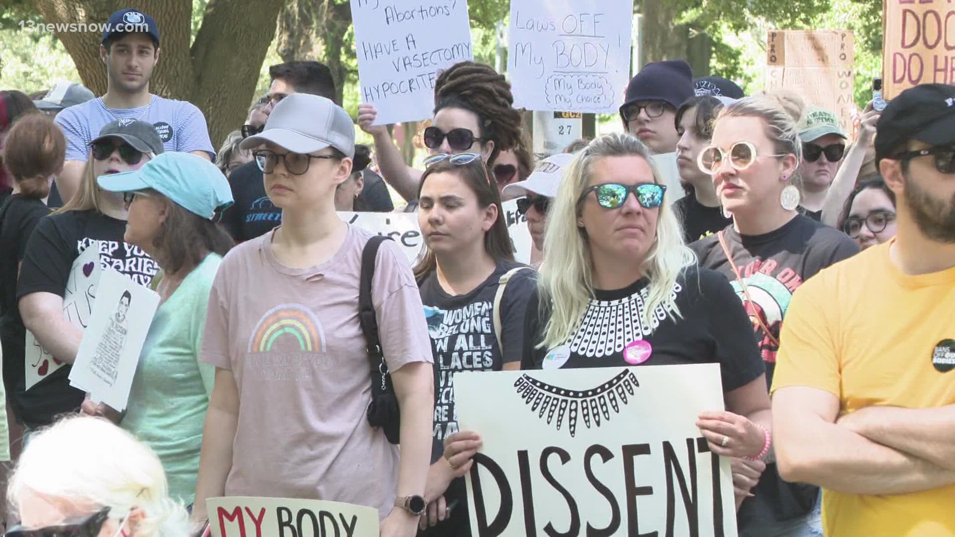 Hundreds of people protested the ruling in Norfolk, shared their abortion stories, and called on the government to stay out of people’s personal health decisions.