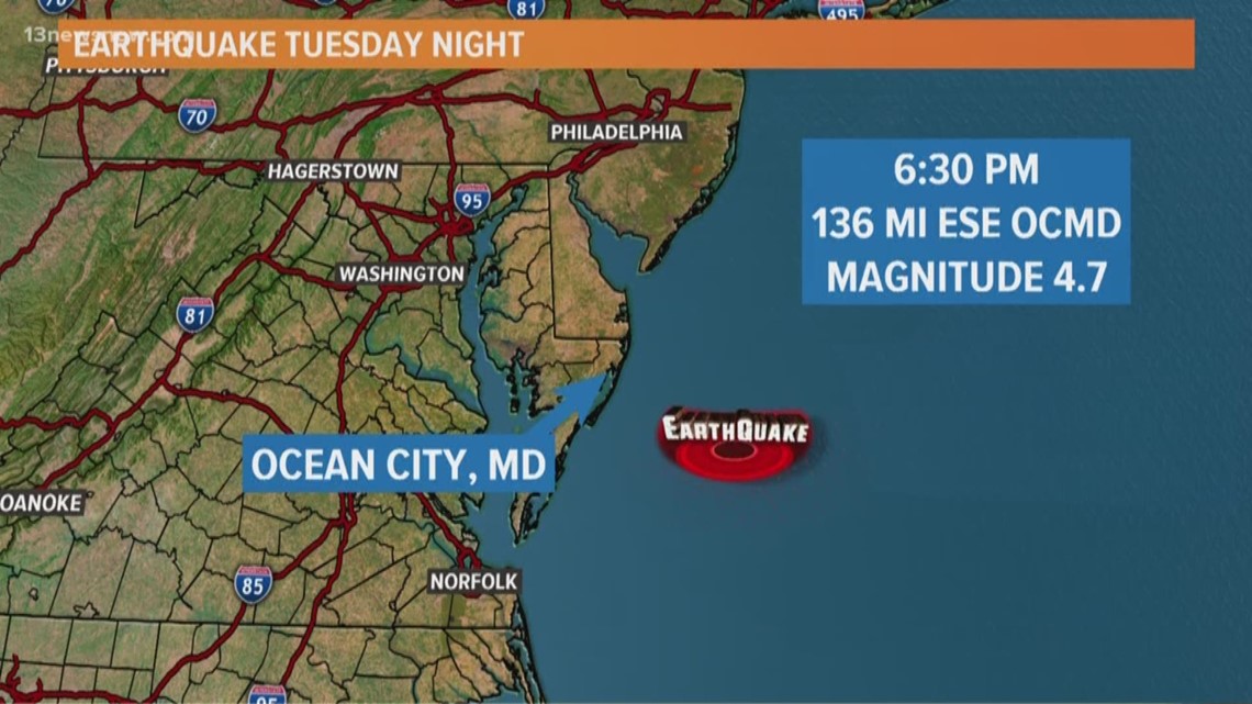 USGS reports 4.7 magnitude earthquake off Maryland coast