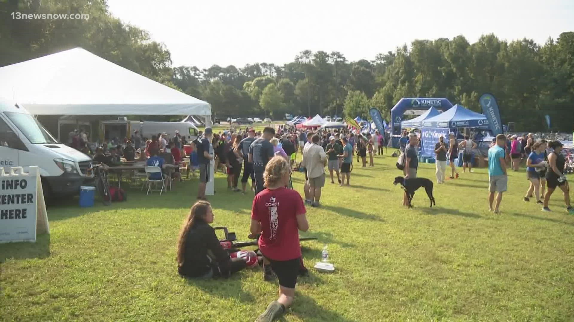 This weekend, around 1,200 people swam, biked and ran in the Patriots Triathlon.