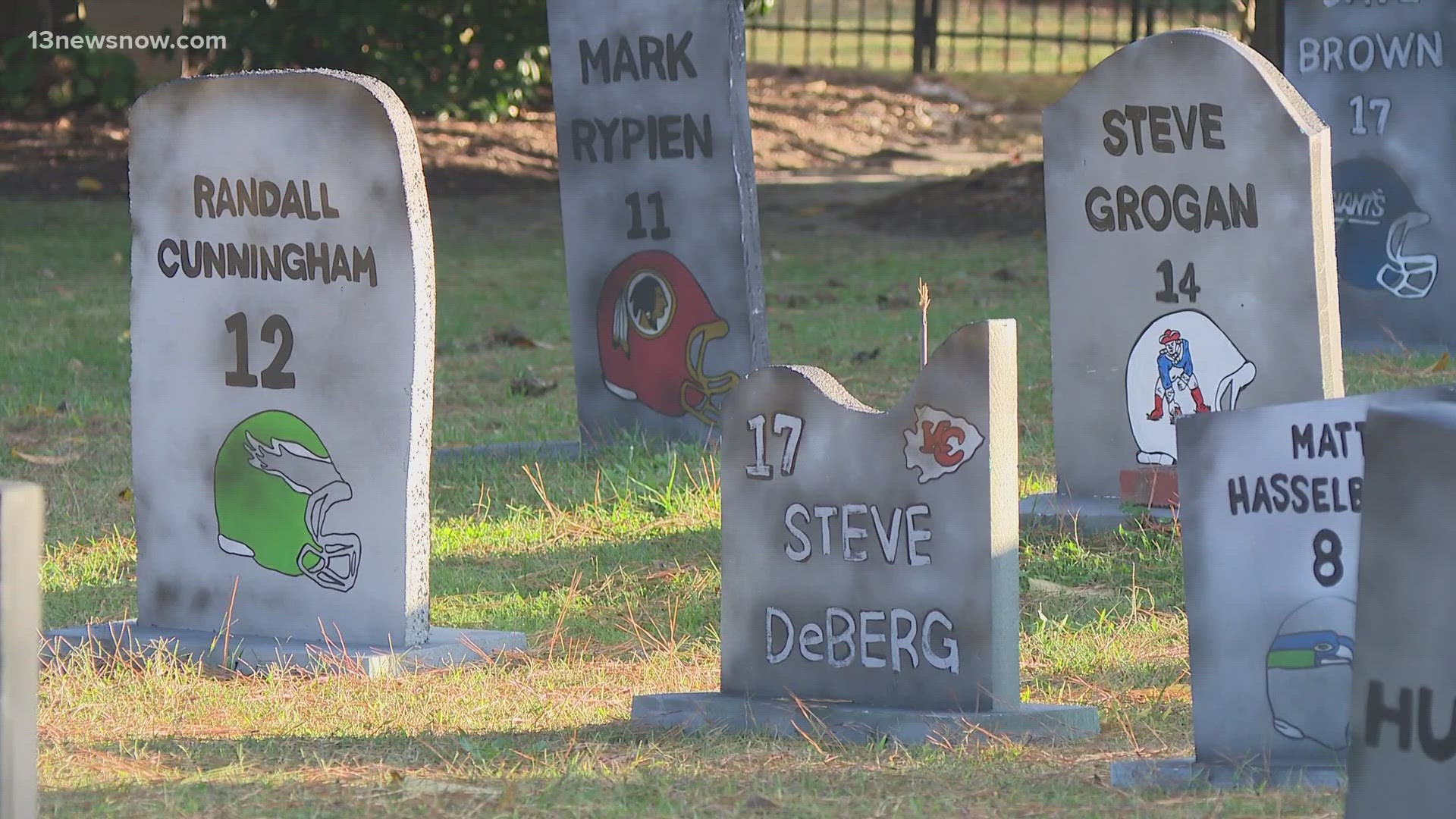 For the third year, NFL legend and Hampton Roads native Bruce Smith is showing off his "quarterback graveyard" for Halloween.