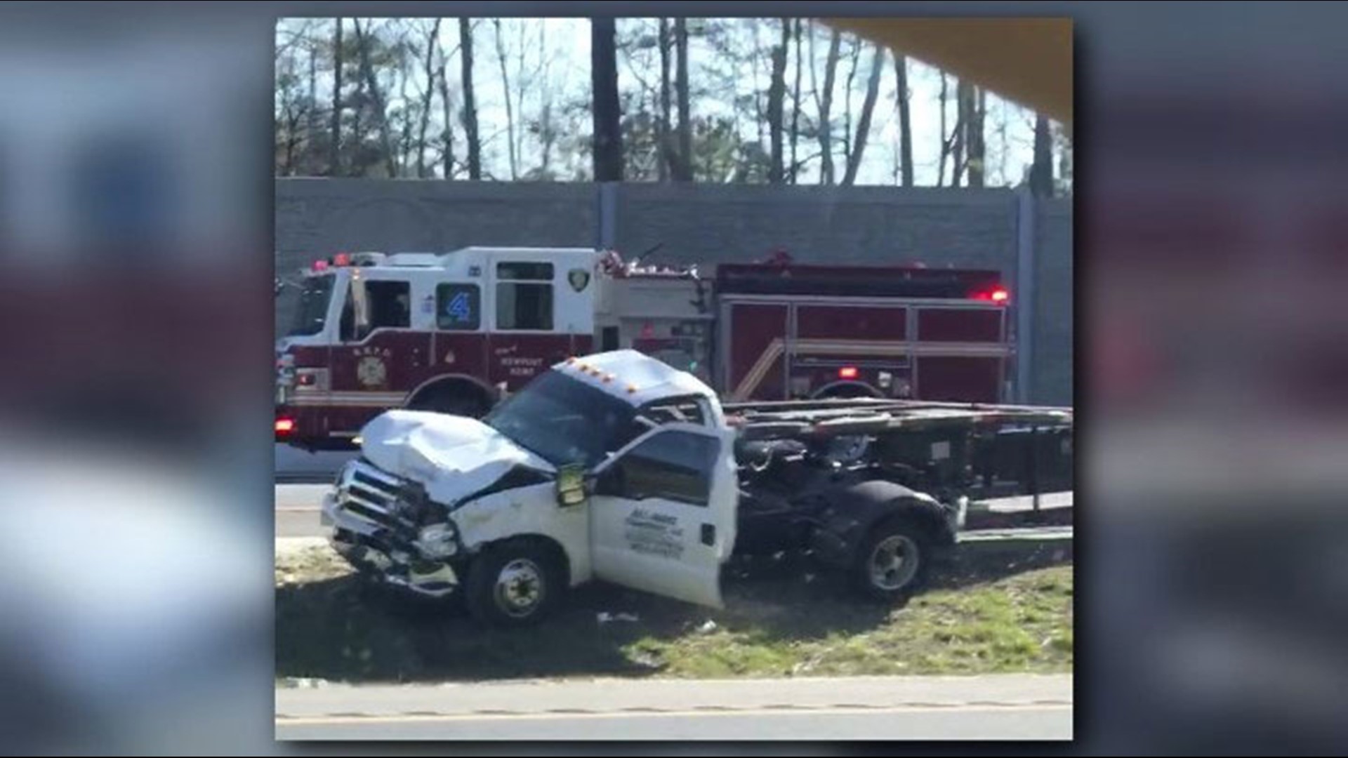 Viewer video of a multi-vehicle crash on westbound I-64 near Fort Eustis on Saturday, March 31, 2018.
