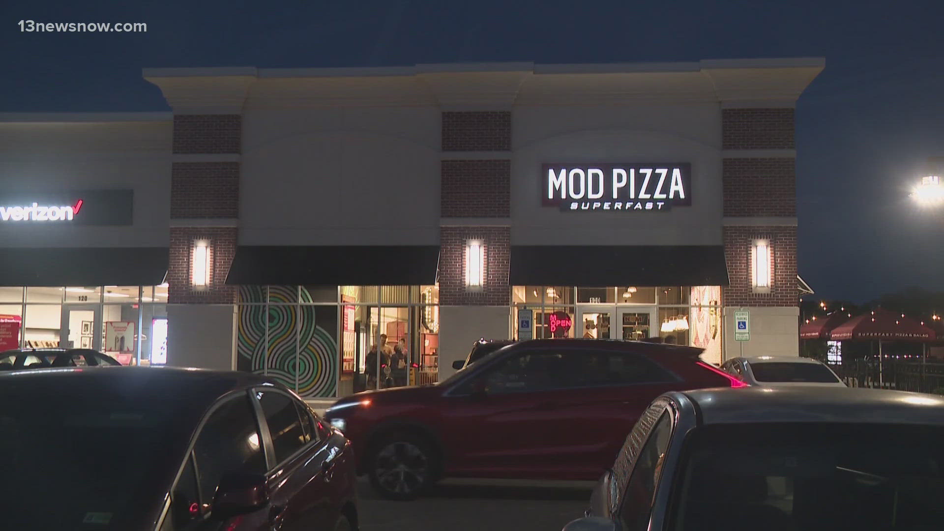 Police say they responded to the MOD Pizza near the Norfolk Premium Outlets around 2:25 p.m. for a report of a stabbing.