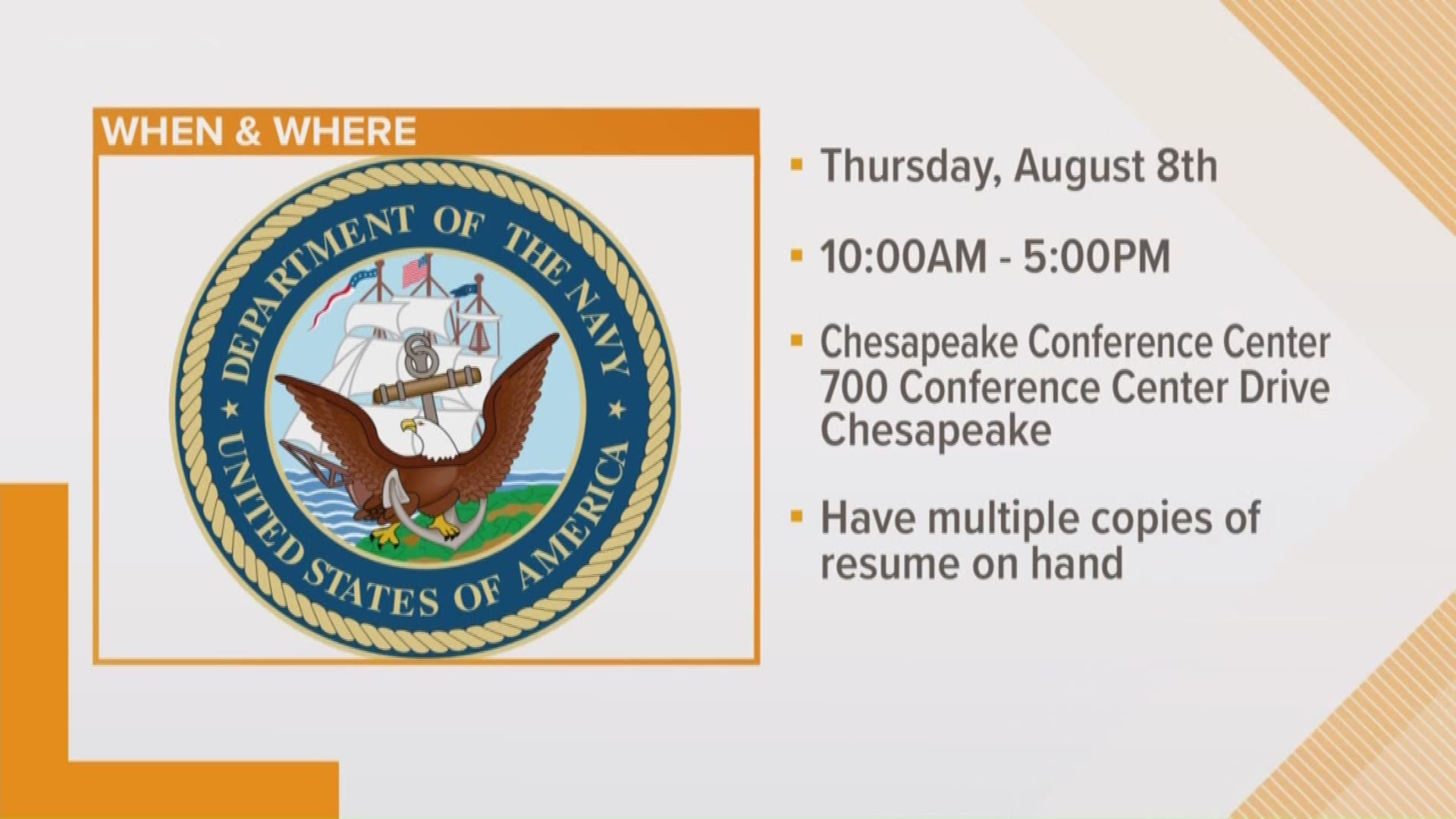 Three Navy Commands are hosting a job fair in Chesapeake for IT-related jobs.