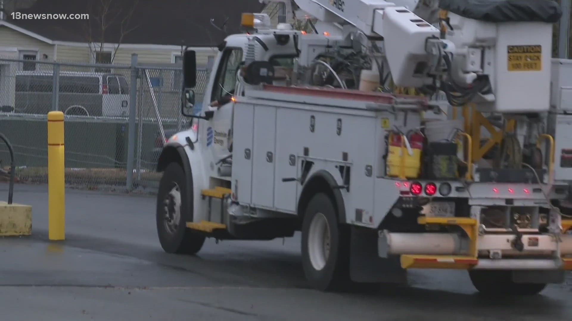 The utility company has deployed hundreds of crews across Hampton Roads, Gloucester, the Outer Banks and several other counties.