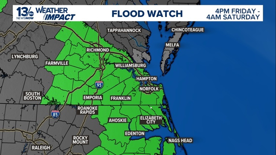 Virginia, NC weather alert — Level 2 flash flood risk Friday and ...