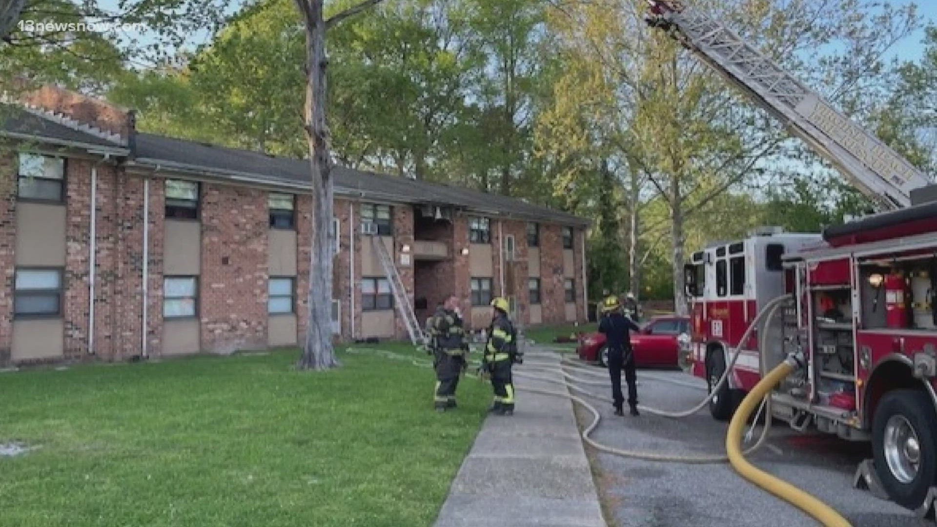 A total of 7 apartments were damaged in the MacDonald Manor Apartments in Chesapeake.