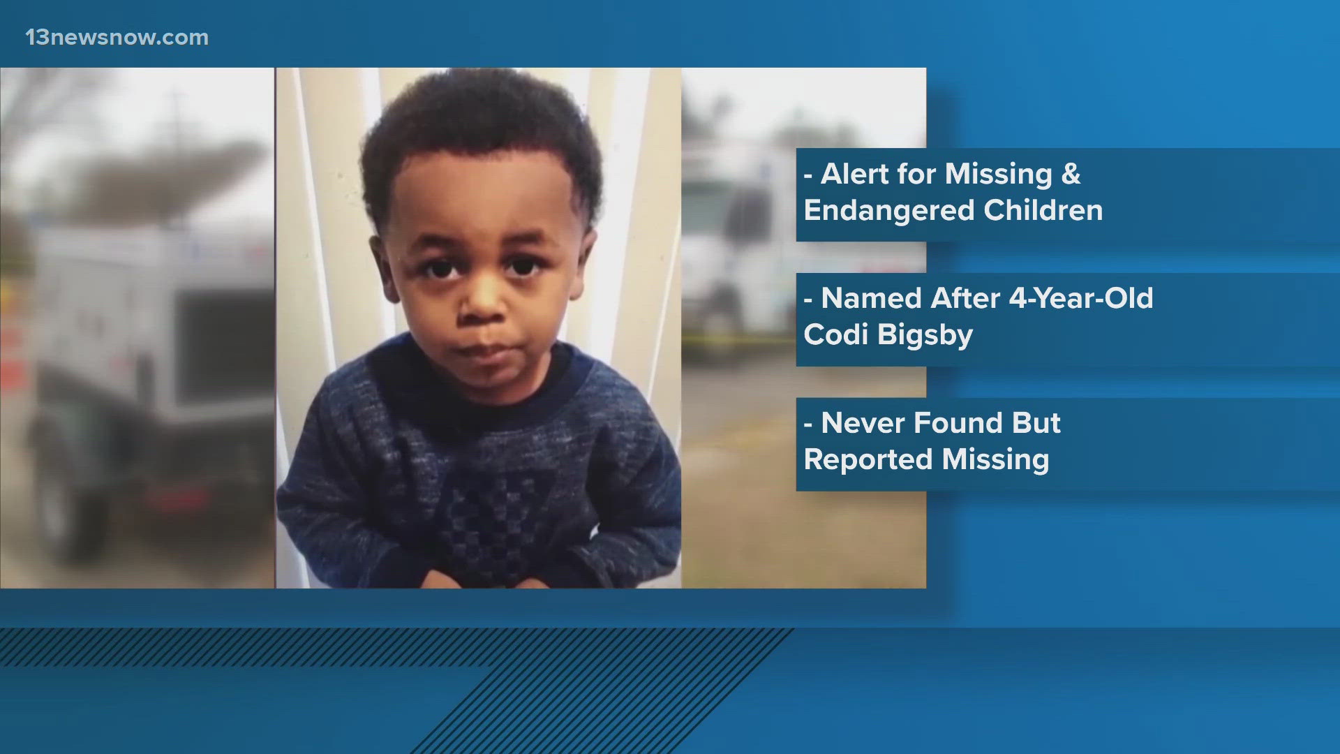 Virginia State Police will now be issuing “CODI” or “Critical Operation for a Disappeared Child Initiative” alerts to help searches of missing or endangered children