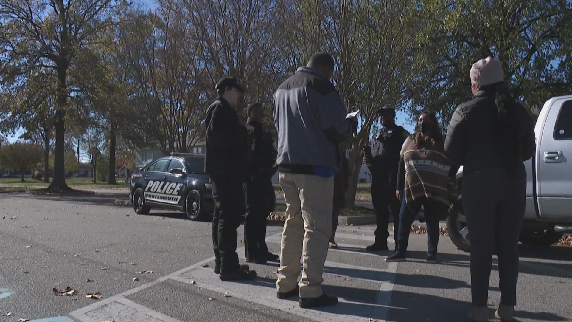The Portsmouth Police Department partnered with local organizations to give out food for Thanksgiving.
