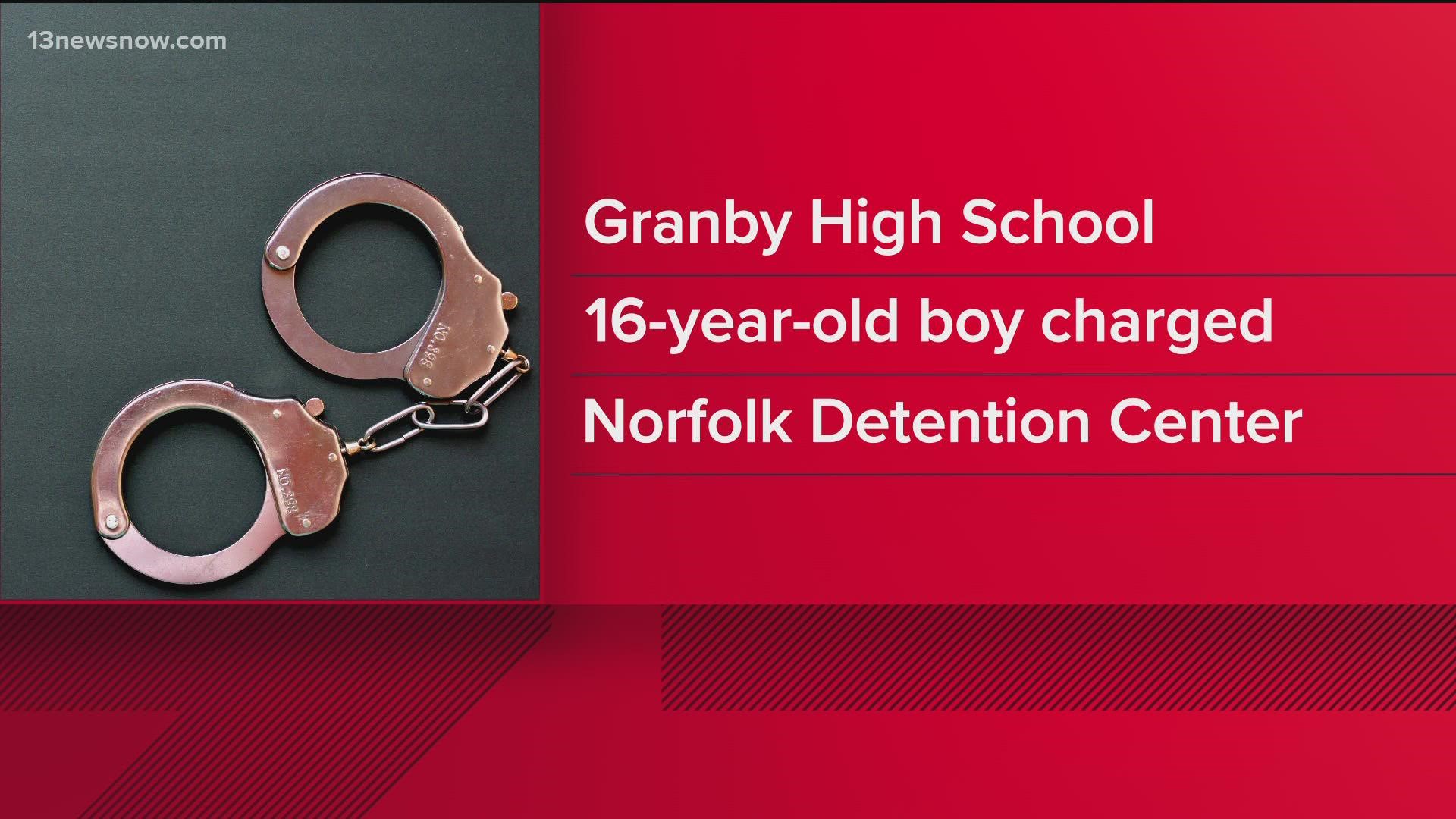 The boy was charged with possession of a gun on school property.