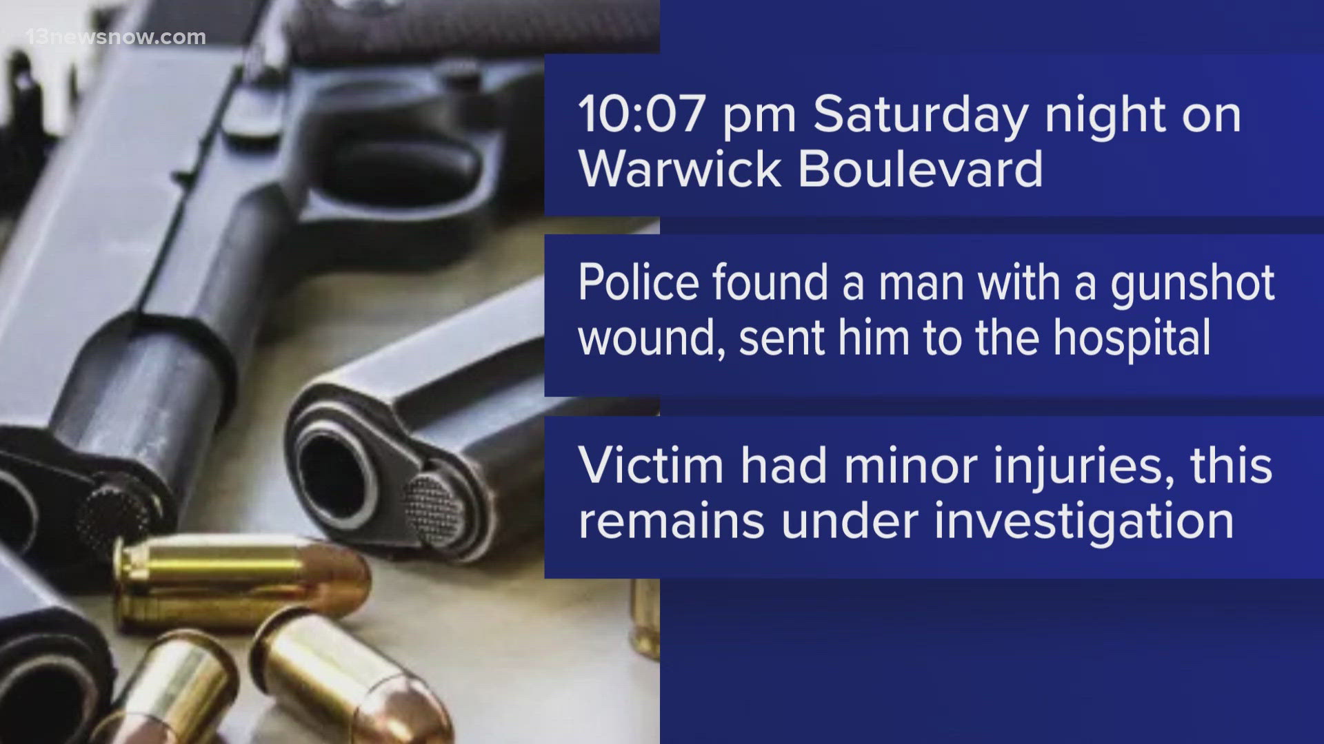 Man injured in Newport News shooting on Warwick Boulevard | 13newsnow.com
