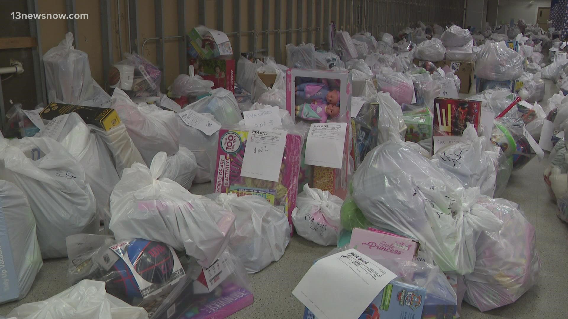For weeks, Salvation Army volunteers packed bags with toys and clothing for families in need.