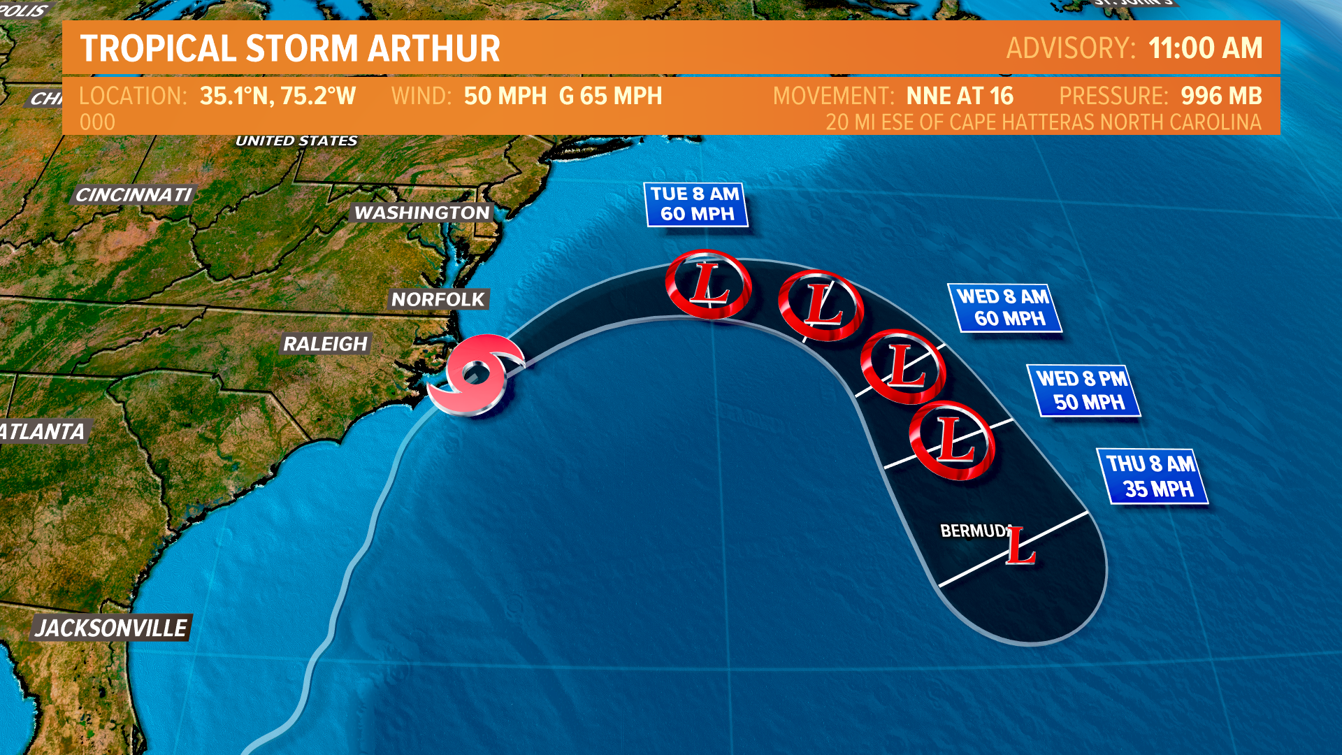 Tropical Storm Arthur Updates: Storm moves away from the Carolinas ...