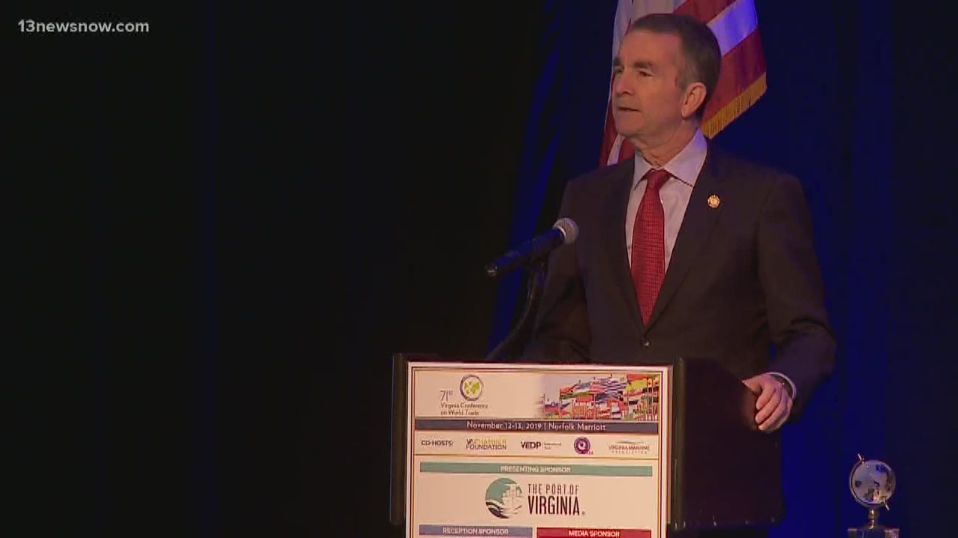Northam announced Virginia's first comprehensive international trade strategic plan. It lays out a goal to expand the state's trade output by 50% over 15 years.