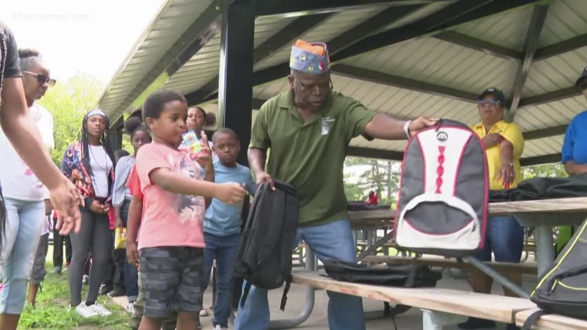 The group took over Gosnold Park in Hampton on Thursday to give out supplies. Volunteers handed out backpacks and spoke with the students and parents. Organizers said they want kids to feel confident when they get to the classroom.