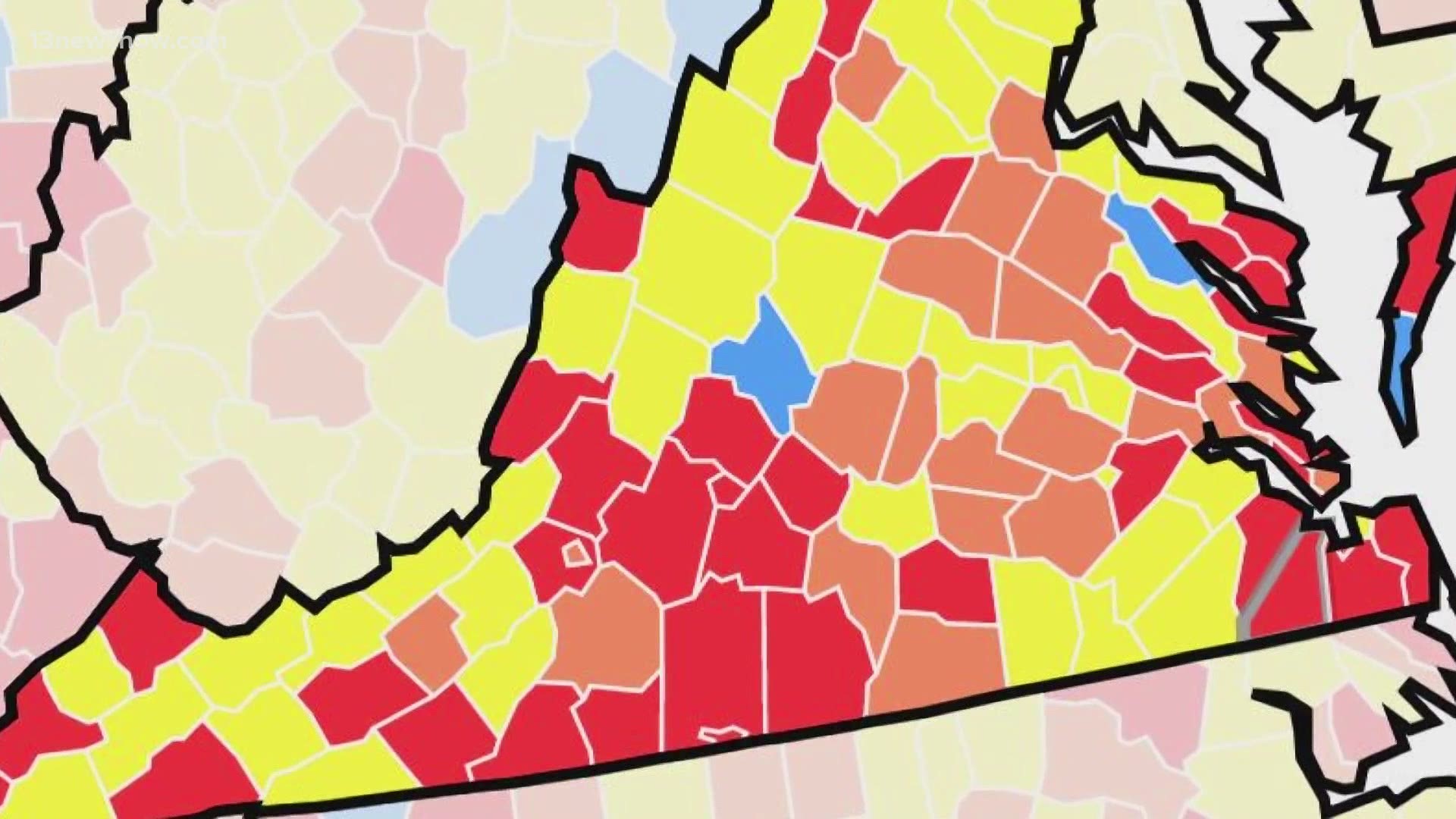 In Hampton Roads, several cities are now considered to have "high transmission rates."