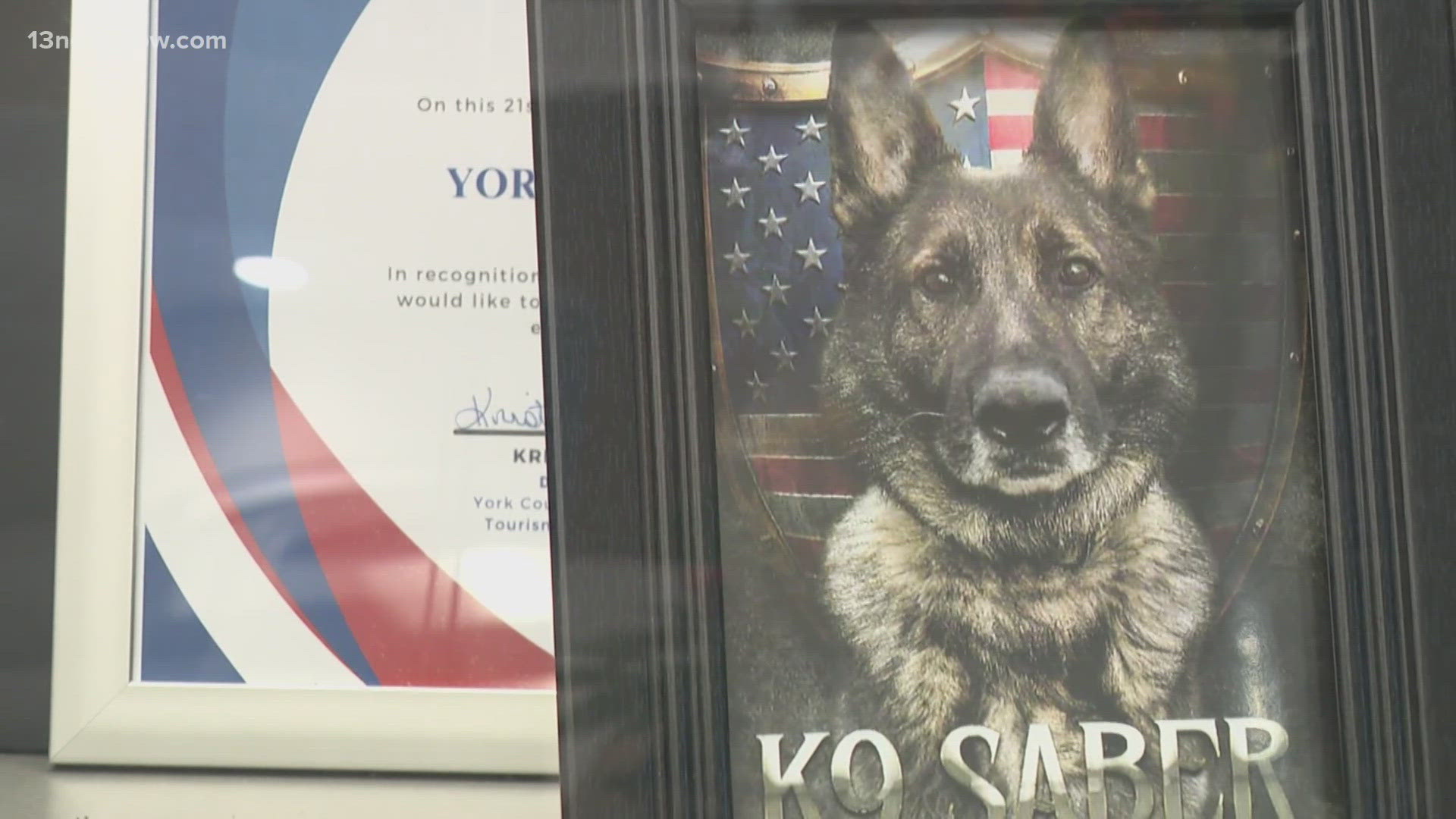 A celebration of life was held Thursday night for Saber, a beloved K9 of the York-Poquoson Sheriff's Office.