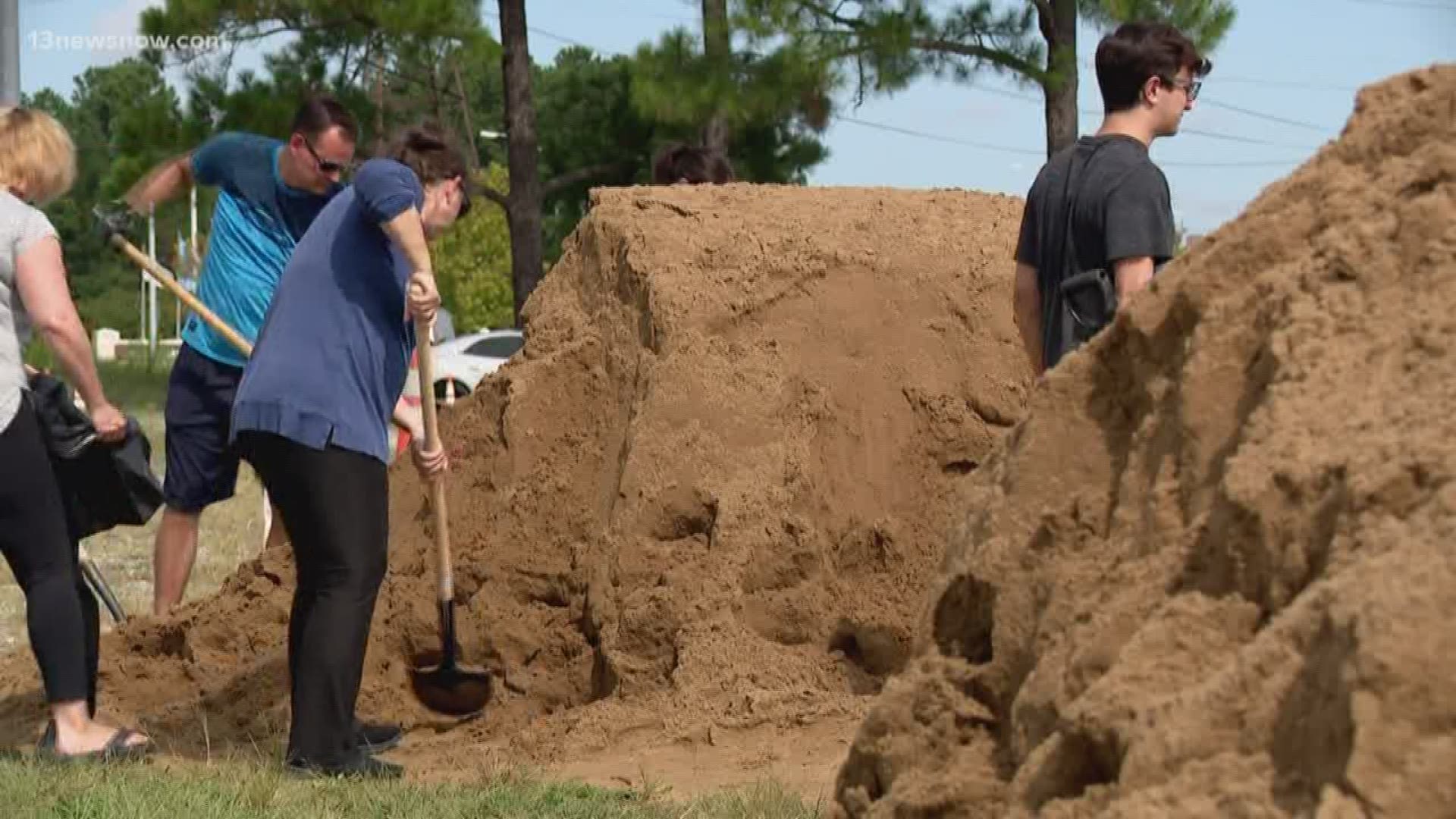 Virginia Beach is giving away free sand for residents to fill sandbags in order to prevent flooding near their homes from Hurricane Dorian.