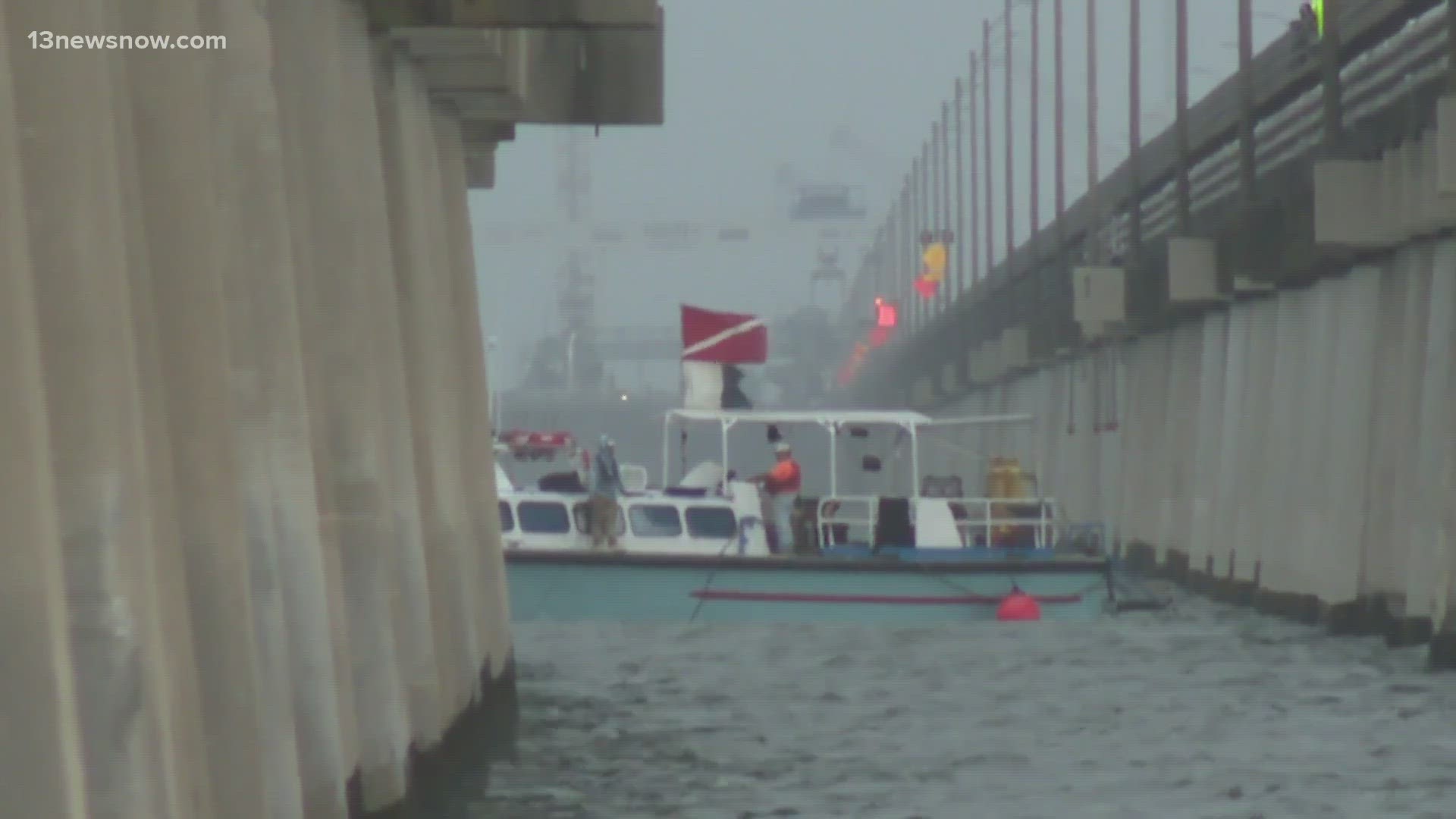 Searchers near the Chesapeake Bay Bridge-Tunnel recovered the body of a truck driver who crashed into the water.