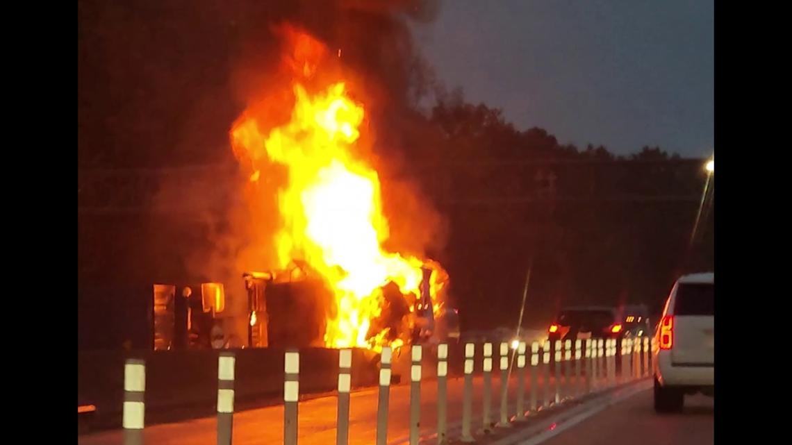 Fatal crash and fire on I-64 in Virginia Beach disrupts traffic Monday