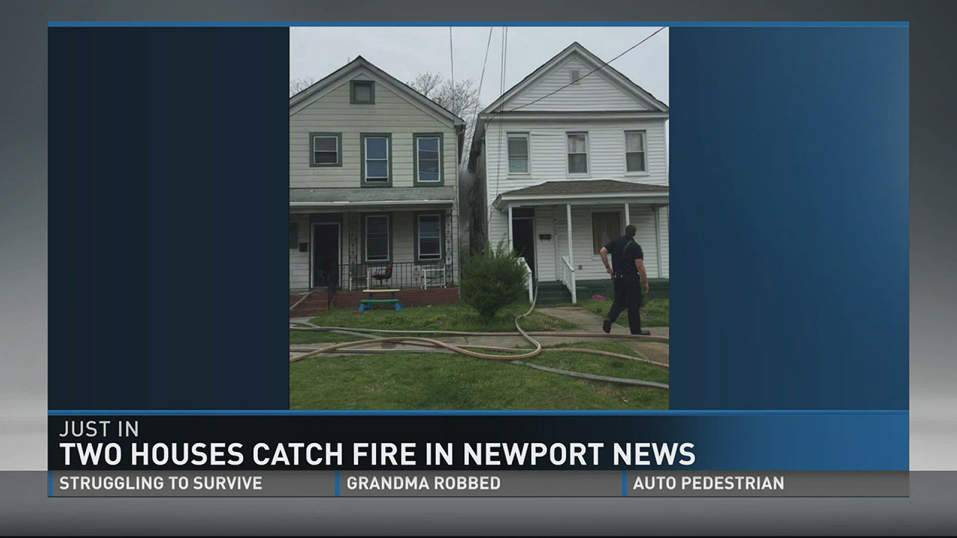 Crews battle fire at neighboring homes in Newport News