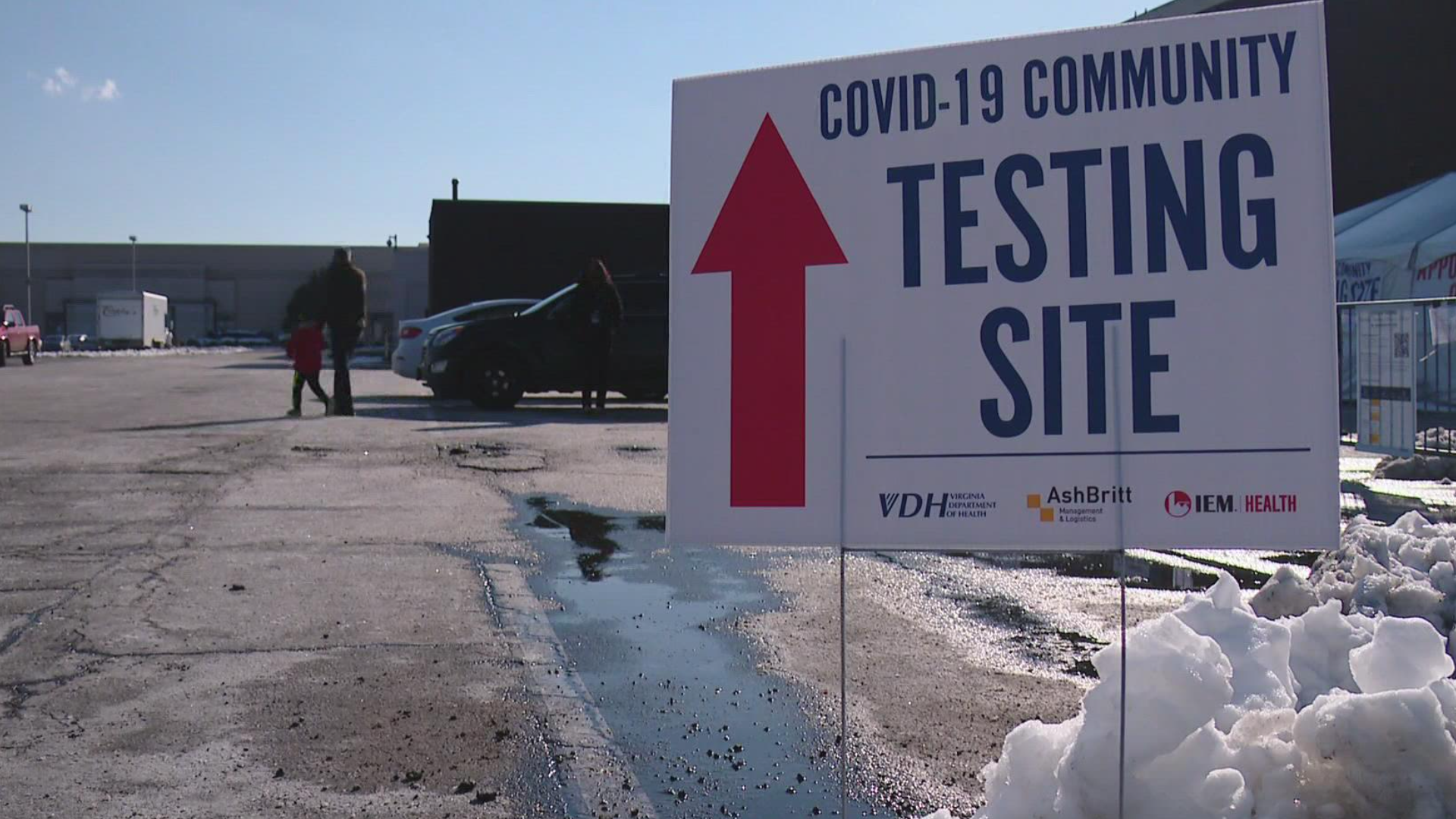 A few hundred people were tested at the Norfolk CTC on Monday, once the snow melted a bit. Many people were still waiting to get test results from last week.