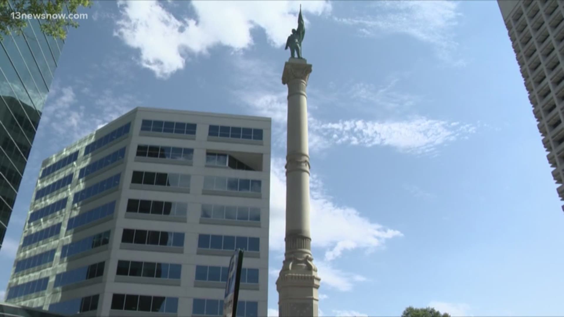 The city wants to remove the Confederate monument standing in downtown Norfolk, citing its 'constitutional right to move [the monument] from where it now stands.'