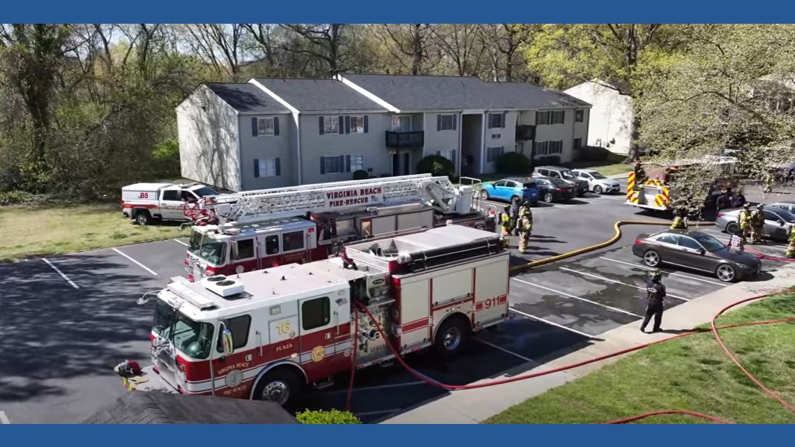 Virginia Beach townhouse fire displaces 2 adults; 1 injured