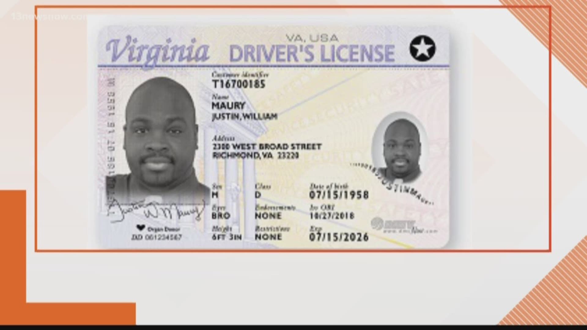 Id issues. West Virginia Driver License.