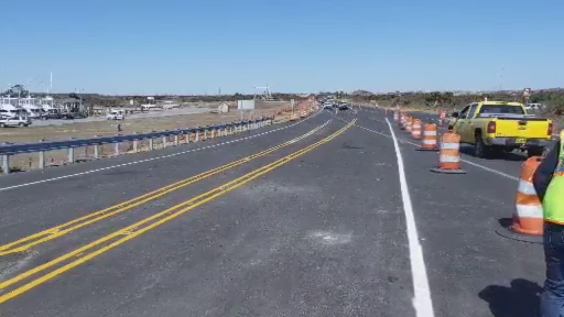 Video from NCOT shows the first vehicles crossing Bonner Bridge's replacement.
