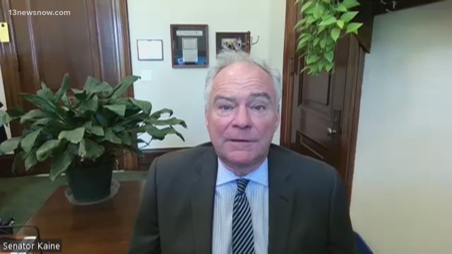 On Capitol Hill, Virginia U.S. Sen. Tim Kaine is co-sponsoring bills to ban bump stocks after the Supreme Court overturned a ban on the gun accessory.