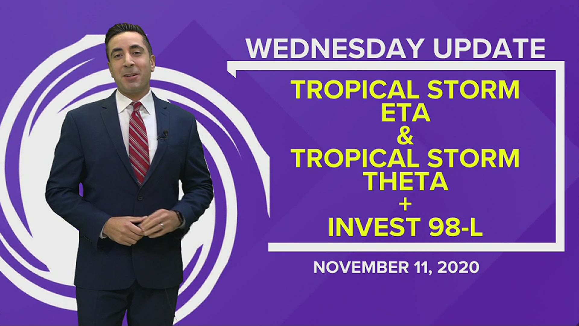 13News Now Meteorologist has the latest on Tropical Storms Eta and Theta as well as Invest 98-L churning in the Caribbean that's expected to become Iota.